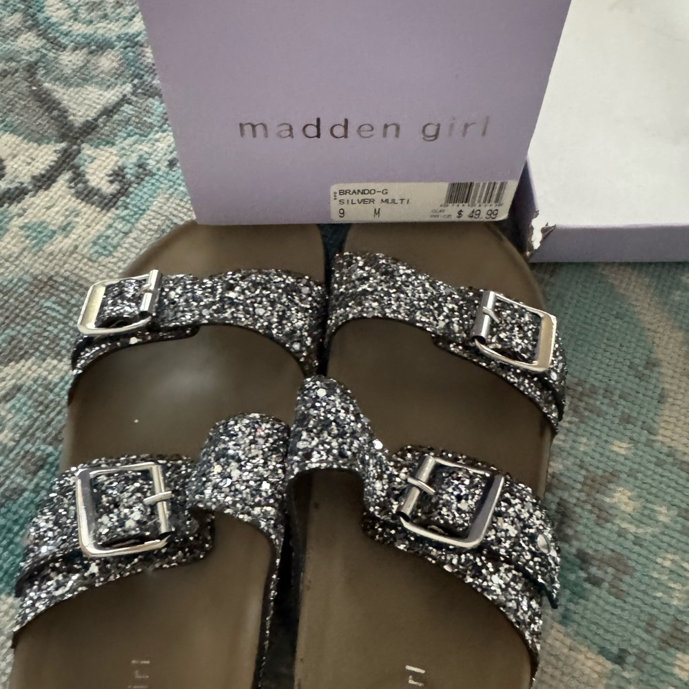 Madden Girl Sparkling Silver Sandals